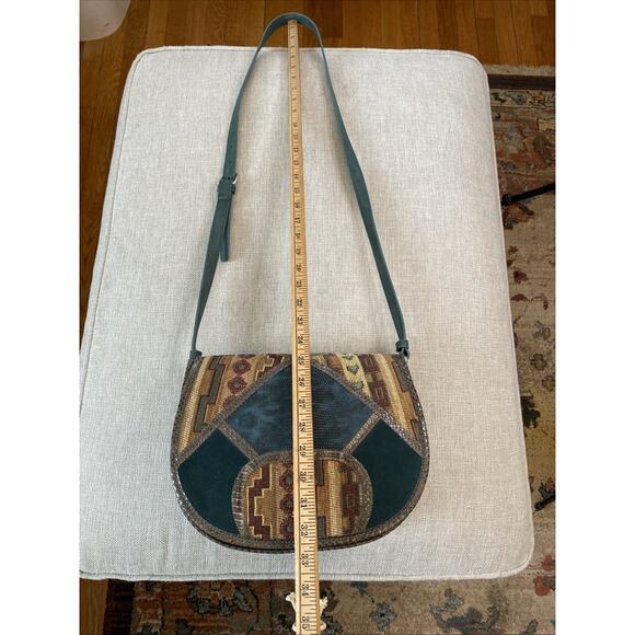 STEVEN BY STEVE MADDEN XL Leather Tapestry Crossbody Carpet Shoulder Bag NEW - Picture 15 of 16